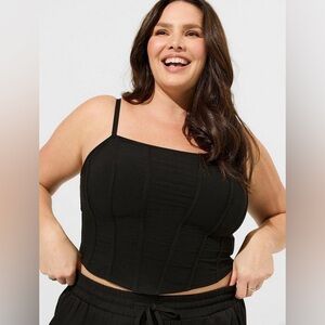 Torrid Corset Tank Top Bustier Women Size 1 Black Adjustable Straps Smocked Back